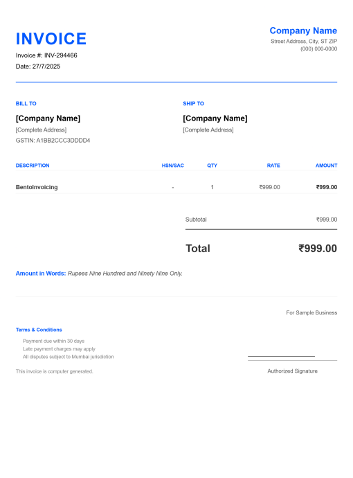 Sample Invoice